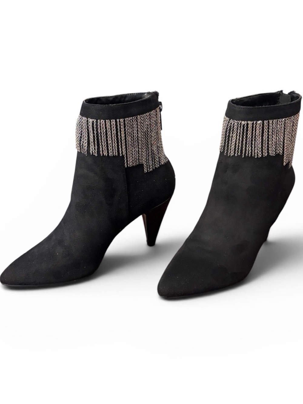 NIB Impo Black Chain Fringe Ankle Boots